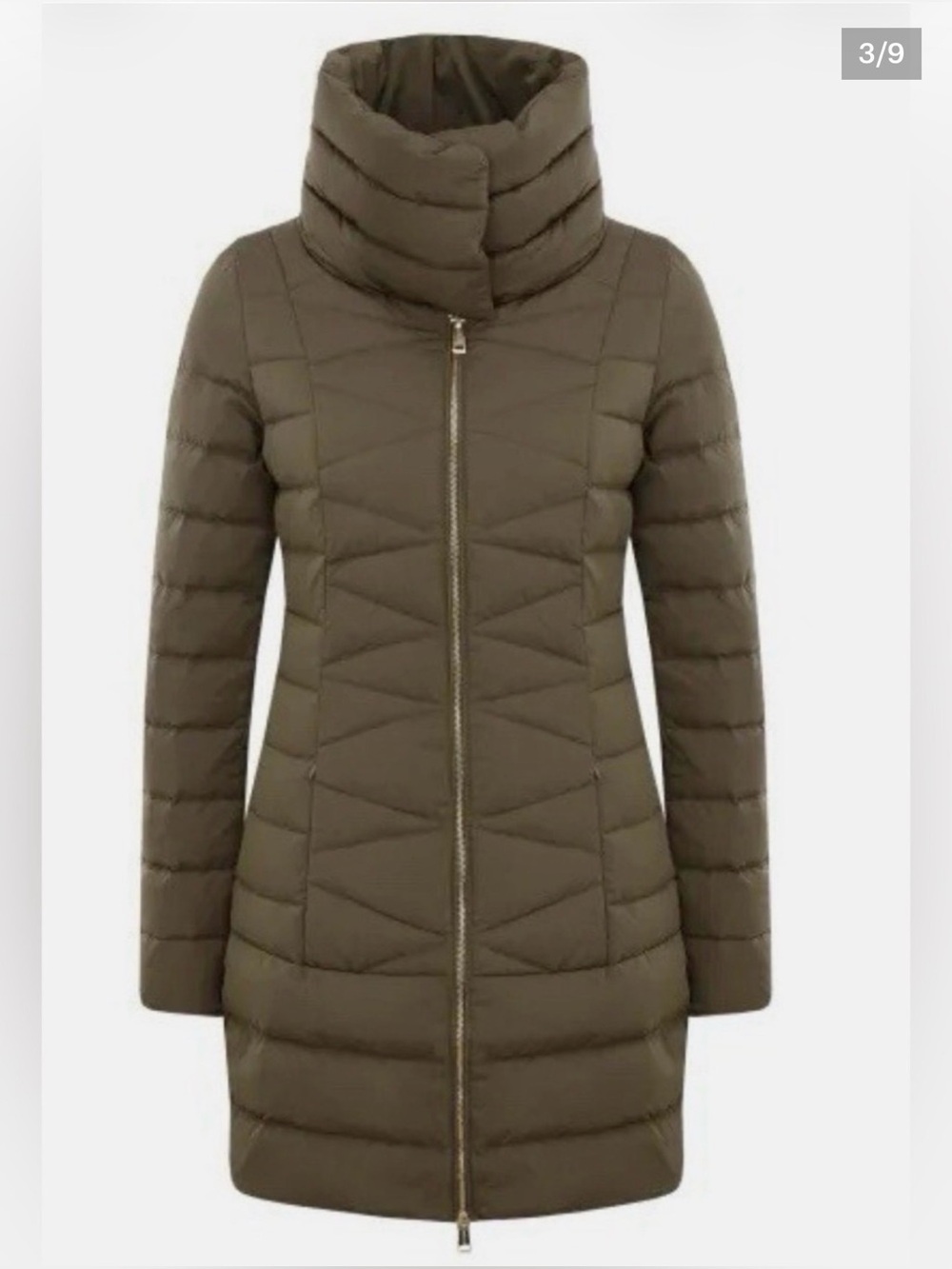 GUESS "Asia" Longline Green Down Puffer Coat Size Small